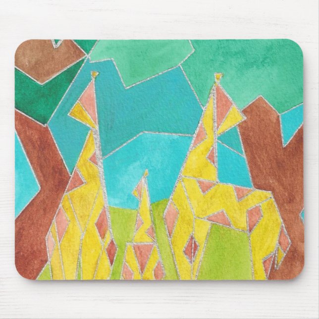 Giraffe Family Original Abstract Art Mouse Pad (Front)