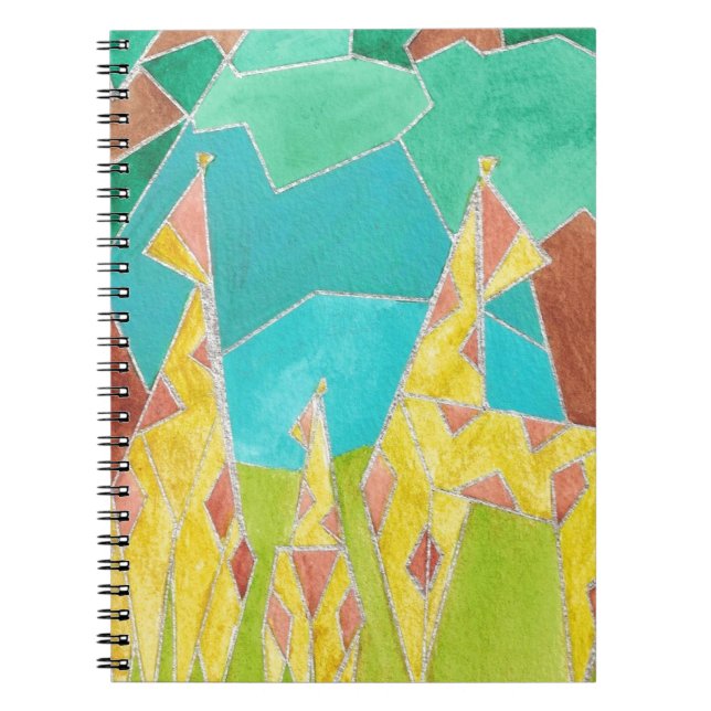 Giraffe Family Original Abstract Art Notebook (Front)
