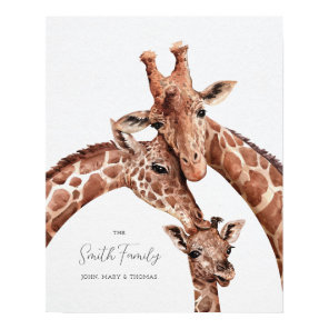 Giraffe Family Portrait, Nursery New Born Wall Art