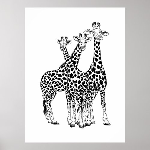 Giraffe family poster