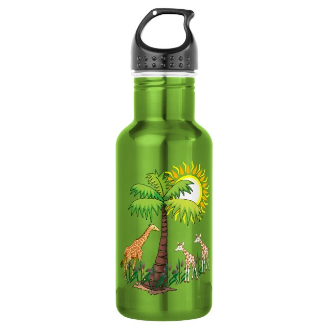 Giraffe Family Stainless Steel Water Bottle (Front)