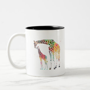 Giraffe family Two-Tone coffee mug