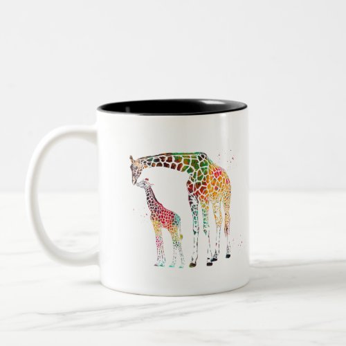Giraffe family Two_Tone coffee mug