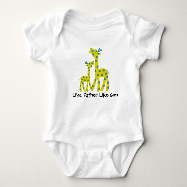 Giraffe Father Son Customizable Text Baby Bodysuit (Front)