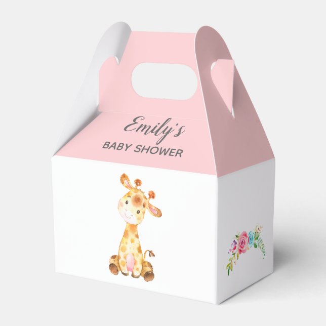 Giraffe Favor Box (Girl Baby Shower / Birthday) (Front Side)