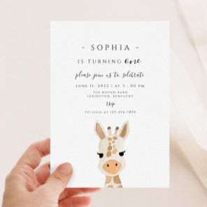 Giraffe First Birthday  Invitation