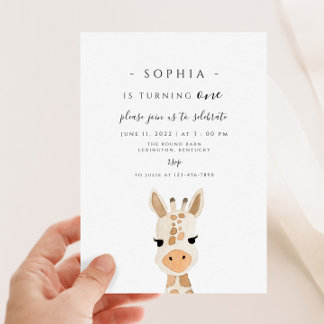 Giraffe First Birthday Invitation