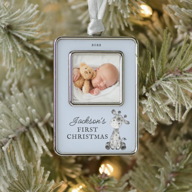 Giraffe First Christmas Photo Christmas Christmas Ornament (Tree)