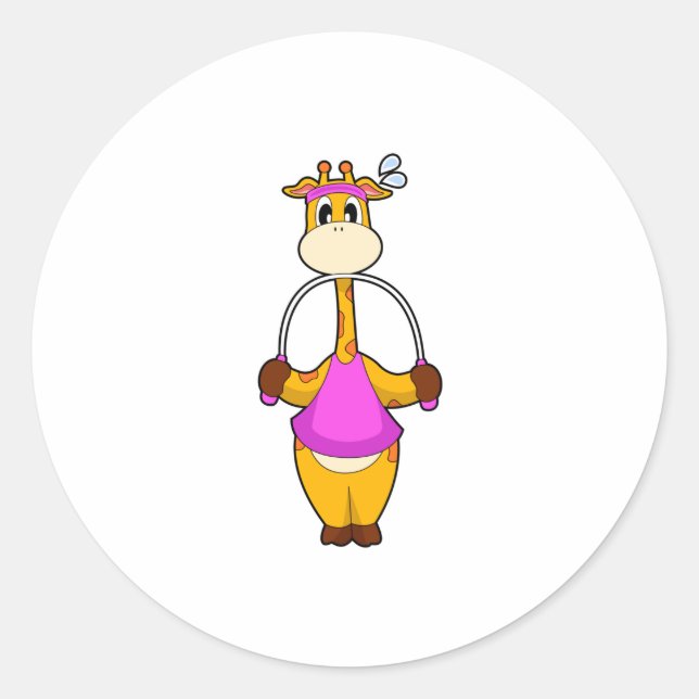Giraffe Fitness Rope Classic Round Sticker (Front)
