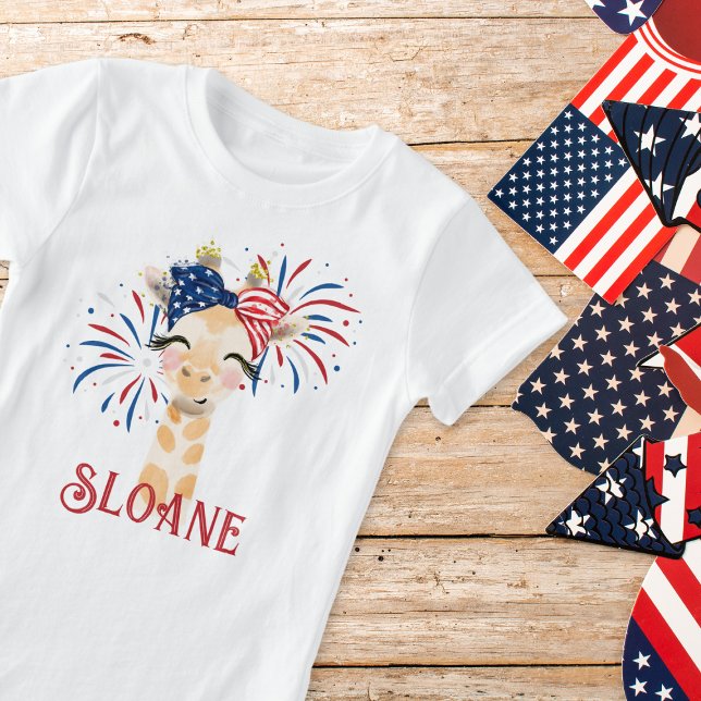 Giraffe Flag Hair Tie and Fireworks Personalized  T-Shirt (Creator Uploaded)