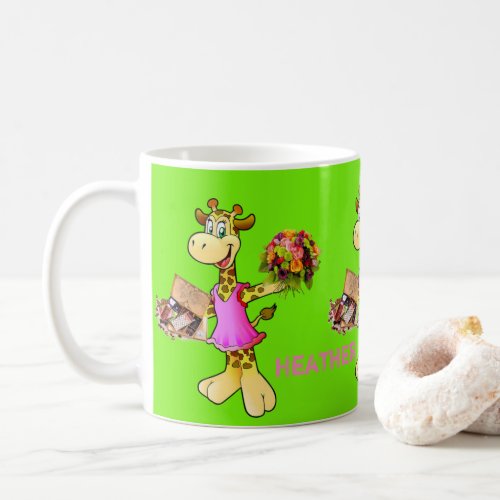 Giraffe Floral Green Mug