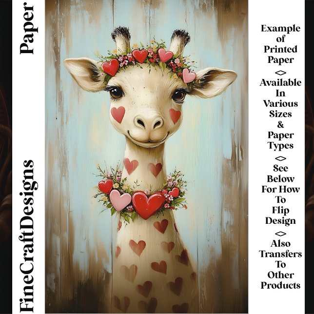 Giraffe, Floral Heart Garland CH8 Scrapbook Paper (Creator Uploaded)