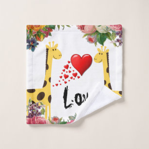Giraffe Floral Love Bathroom Towel Sets