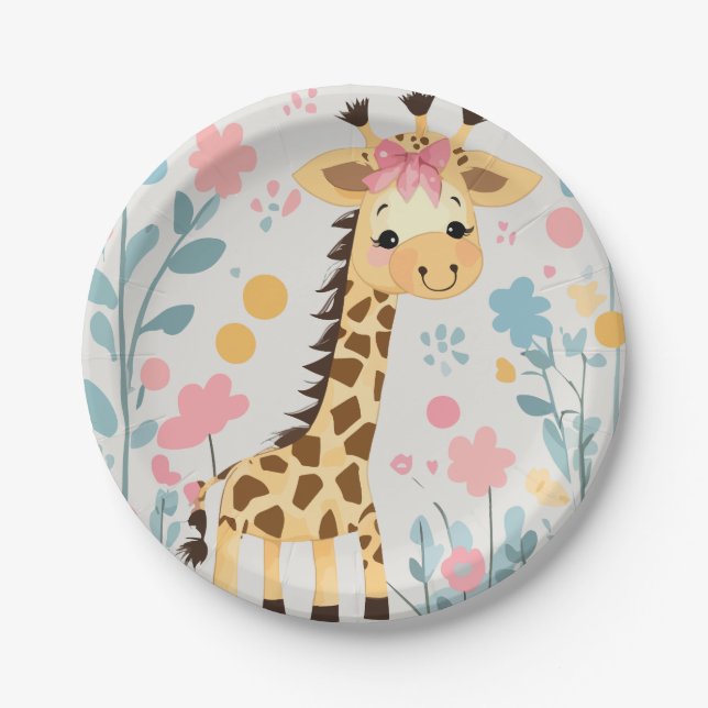 giraffe floral paper plates (Front)