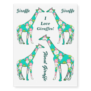 Giraffe Floral Temporary Tattoos