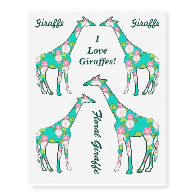 Giraffe Floral Temporary Tattoos (Front)