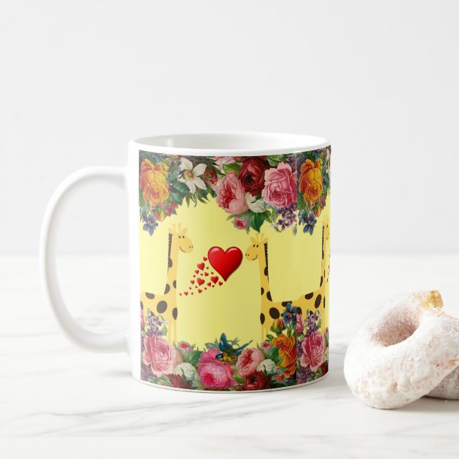 Giraffe Floral Yellow Mug (With Donut)