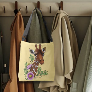 Giraffe Flower Yellow Cute Wildlife Crossbody Bag