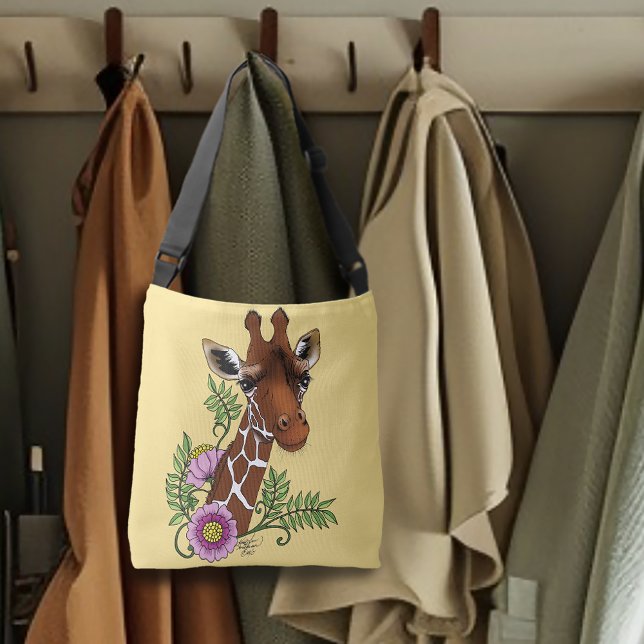Giraffe Flower Yellow Cute Wildlife Crossbody Bag (Creator Uploaded)