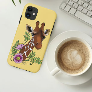 Giraffe Flowers Yellow Cute Wildlife iPhone 11 Case