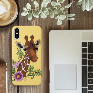Giraffe Flowers Yellow Cute Wildlife iPhone X Case