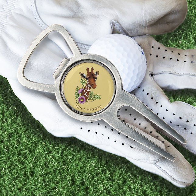Giraffe Flowers Yellow Cute Wildlife Divot Tool (Creator Uploaded)