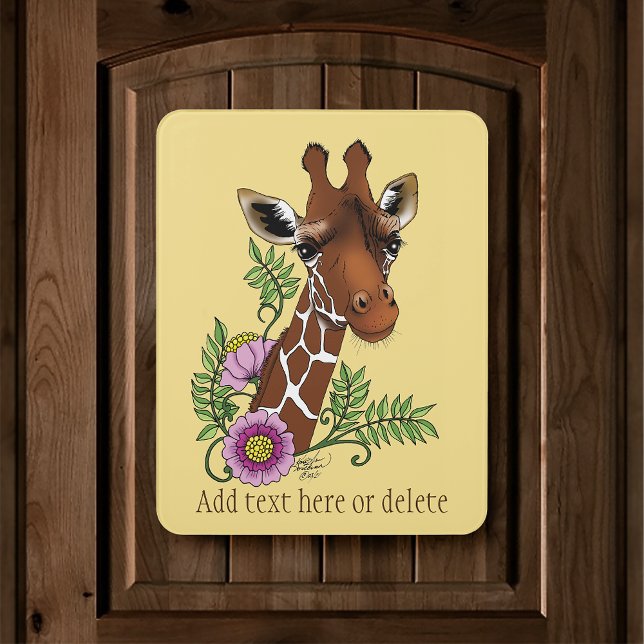Giraffe Flowers Yellow Cute Wildlife Door Sign (Creator Uploaded)
