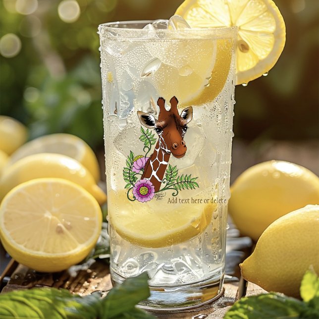 Giraffe Flowers Yellow Cute Wildlife Glass (Creator Uploaded)