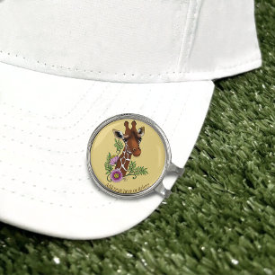 Giraffe Flowers Yellow Cute Wildlife Golf Hat Clip