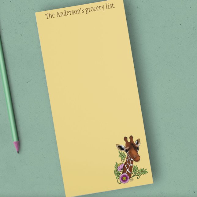 Giraffe Flowers Yellow Cute Wildlife Magnetic Notepad (Creator Uploaded)