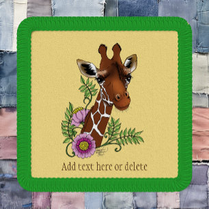 Giraffe Flowers Yellow Cute Wildlife Patch