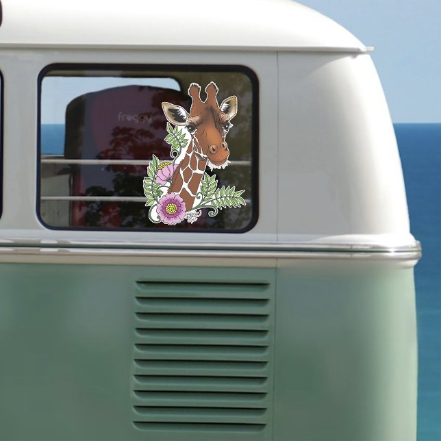 Giraffe Flowers Yellow Cute Wildlife Sticker (Creator Uploaded)