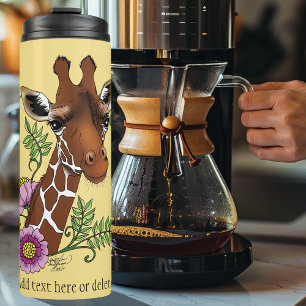 Giraffe Flowers Yellow Cute Wildlife Thermal Tumbler