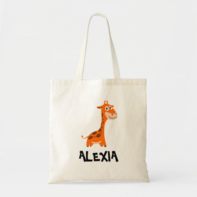 Giraffe for Safari Birthday Personalised Tote Bag (Front)