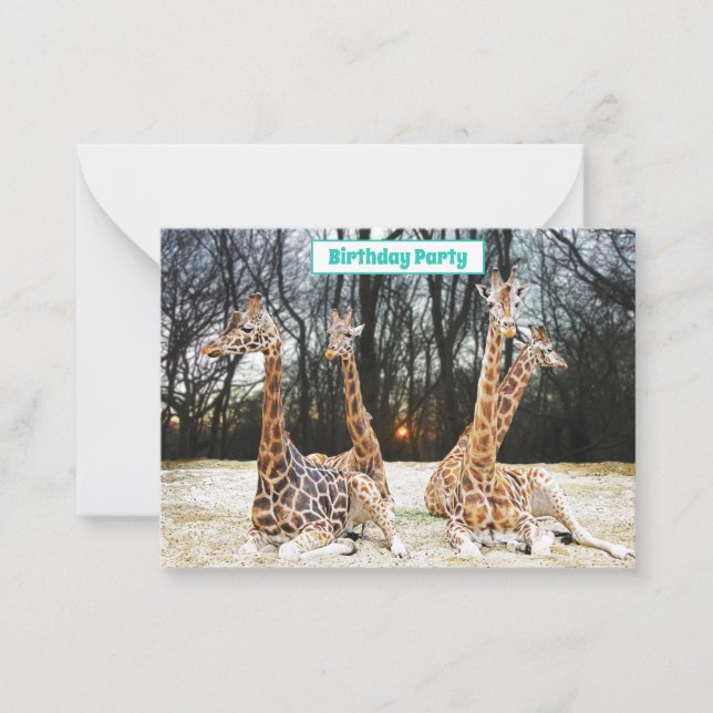 Giraffe Forrest Fun Party Invitation - Four Siting (Front)