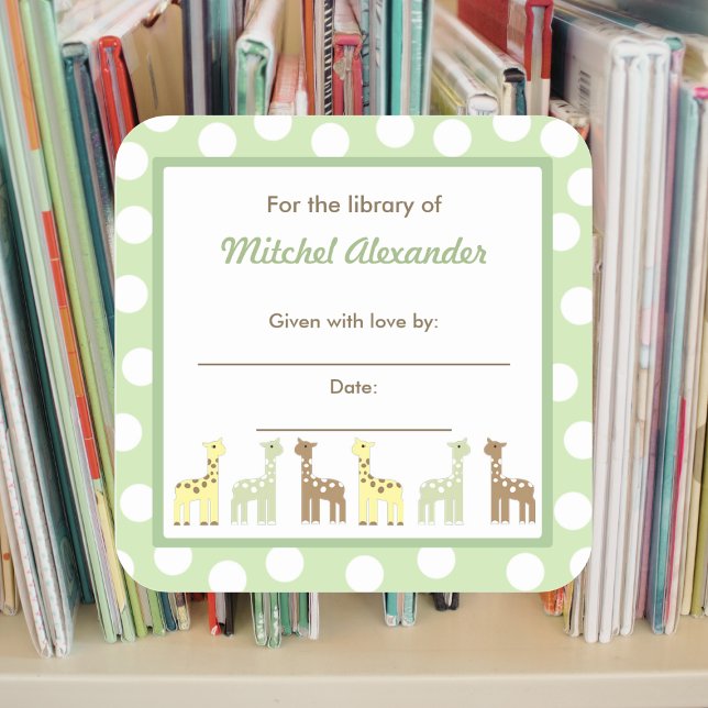 Giraffe Friends Baby Shower Bookplate book plate (Creator Uploaded)