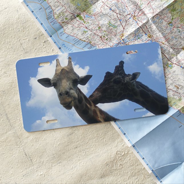 Giraffe Friends License Plate (In Situ)