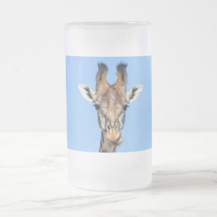 Giraffe Frosted Glass Beer Mug
