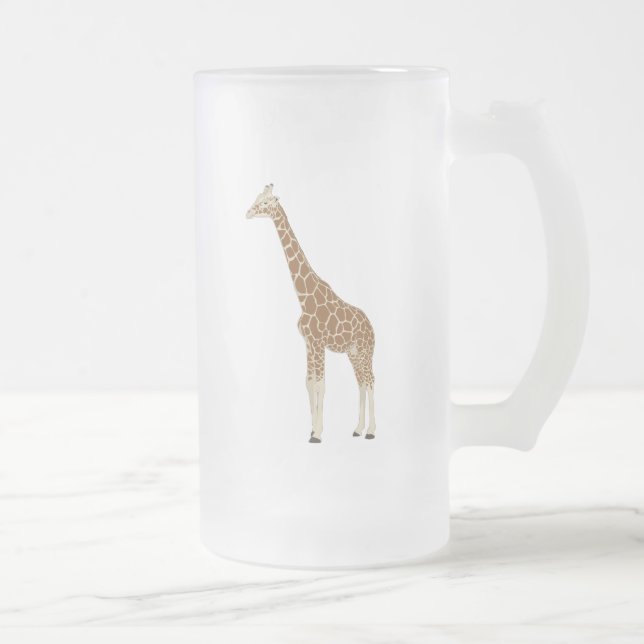 Giraffe Frosted Glass Beer Mug (Right)