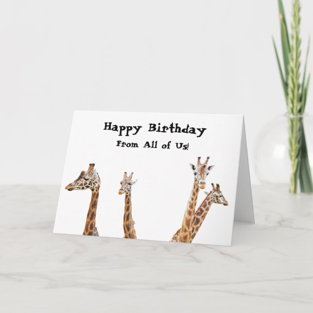 Giraffe Fun Photo -  From all of us! Birthday Card (Front)