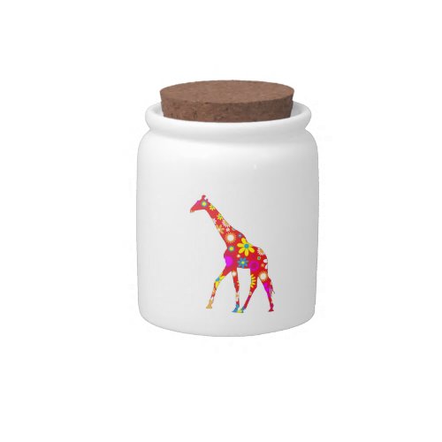 Giraffe funky retro floral fun cookie candy jar