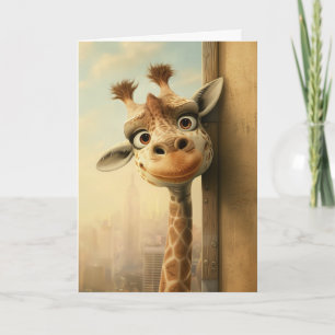 GIRAFFE FUNNY HELLO Greeting Card