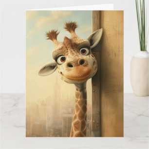 GIRAFFE FUNNY HELLO Greeting Card