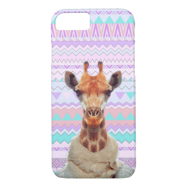 Giraffe Funny with Pastel Aztec Tribal Case-Mate iPhone Case (Back)