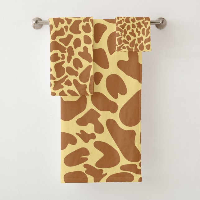 Giraffe Fur Pattern Exotic Bath Towel Set (Insitu)