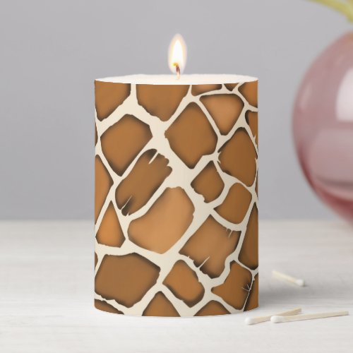 Giraffe Fur Patterned Print  Pillar Candle
