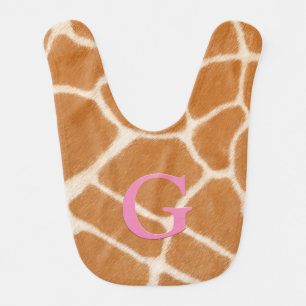 Giraffe Fur Personalized Pink Monogram Animal  Baby Bib