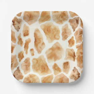 Giraffe Fur Print Pattern Modern Safari Party Paper Plates
