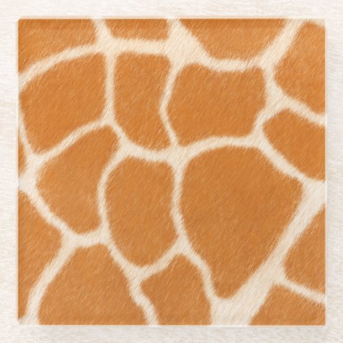 Giraffe Fur Realistic Animal Print Exotic Species Glass Coaster