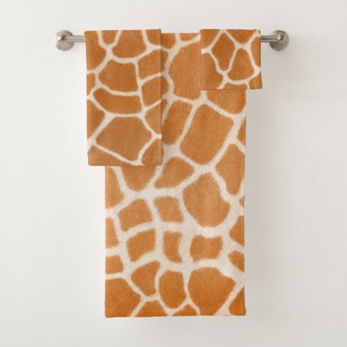 Giraffe Fur Realistic Exotic Animal Print Luxury Bath Towel Set